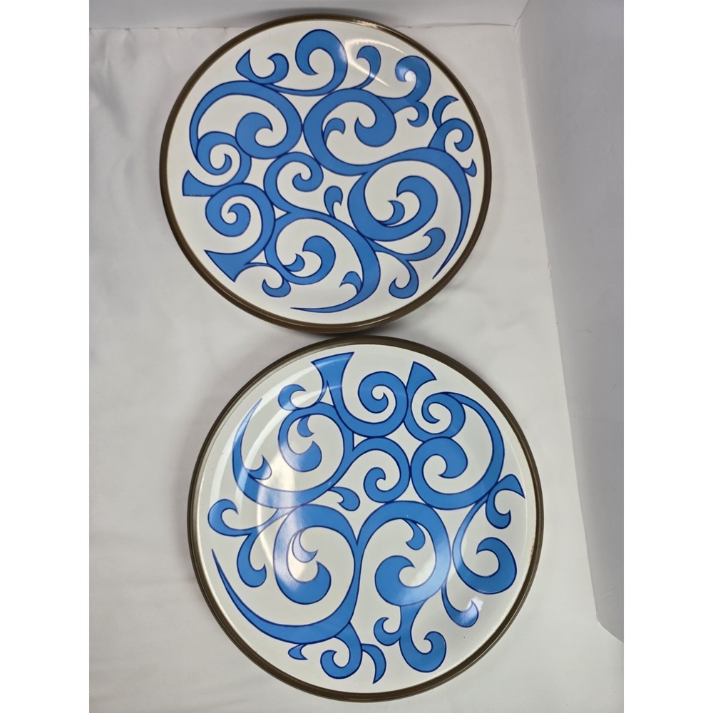 Vintage Mikasa Mexicana Ben Seibel Chico Chico 610 Blue Swirl Plates Set of 2
